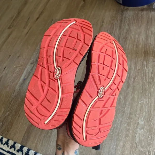 Chaco Strappy Sandals Navy Peach - Image 4
