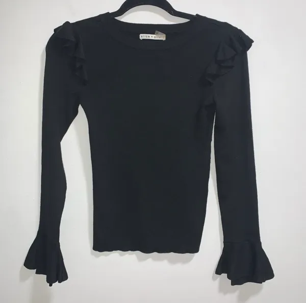 Black Mittie Ruffled Sleeve Sweater - Image 5