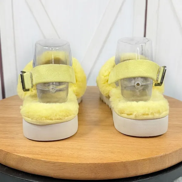 Koolaburra by Ugg Fuzz'd Out Faux Fur Sandals‎ Yellow 9 Slingback - Image 6