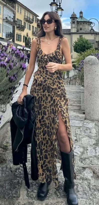 Zara maxi dress leopard animal print mesh ruffled boho cheetah casual summer - Image 4
