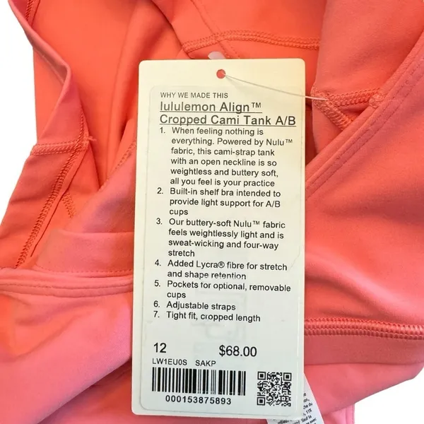Lululemon - NWT Align™ Cropped Cami Tank Top *Light Support, A/B Cup Sz 12 - Image 9