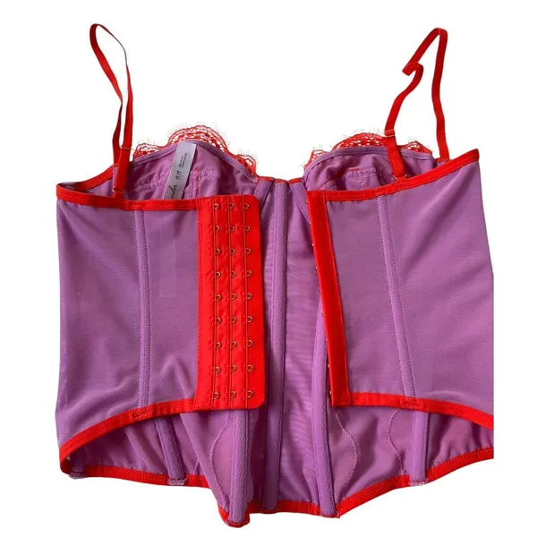 Out From Under Purple & Orange Lace Underwired Corset Women Size Medium | 10-27 - Image 2