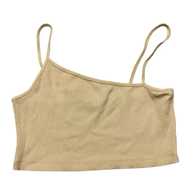 NA-kd Chic Beige Ribbed Crop Top - Image 2