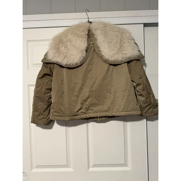 Zara Short Parka Jacket Faux Fur Hooded Military Urban‎ Utilitarian Gorpcore - Image 2