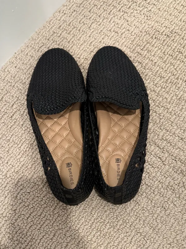BIRDIES The Starling Loafers in Black Woven Mesh Vegan Leather size 9.5 - Image 6