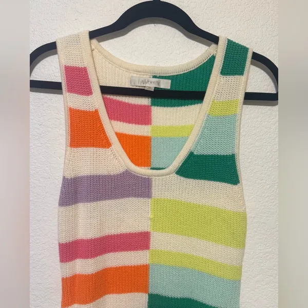 Anthropologie Flat White Colorful Striped Maxi Dress Size medium - Image 6
