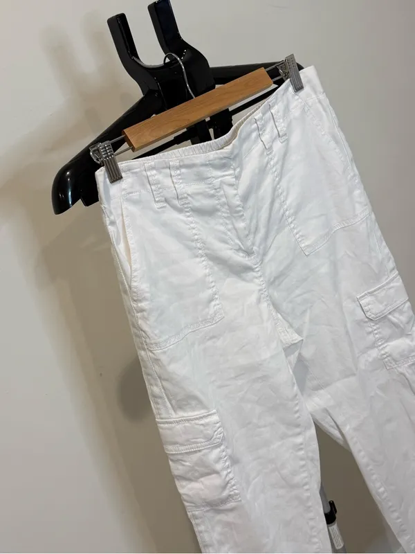 Chico’s White Linen Blend Cargo Utility Pants Size 0.5 / Approx. US 6 - Image 3