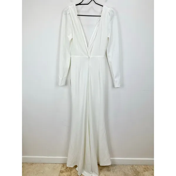 Lulus Stunning Romance White Long Sleeve Mermaid Maxi Dress Wedding XS NWT - Image 9