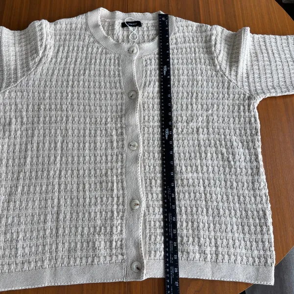 Cozy Cardigan 2XL Cream Waffle Knit Button Front Chic Coastal Grandma Sweater - Image 10