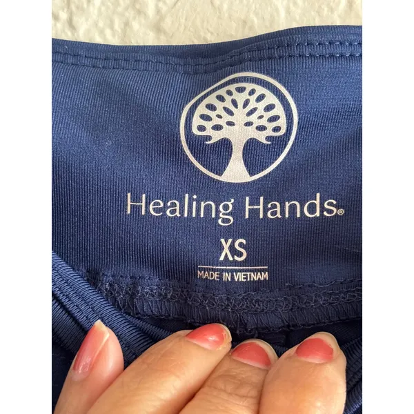 Healing Hands Scrub Joggers XS Purple Label Tara Navy Blue Yoga Waistband 9233 - Image 4