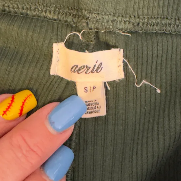 355 | Aerie Womens Small Ribbed‎ High Waisted Flare Lounge Pants Green - Image 2
