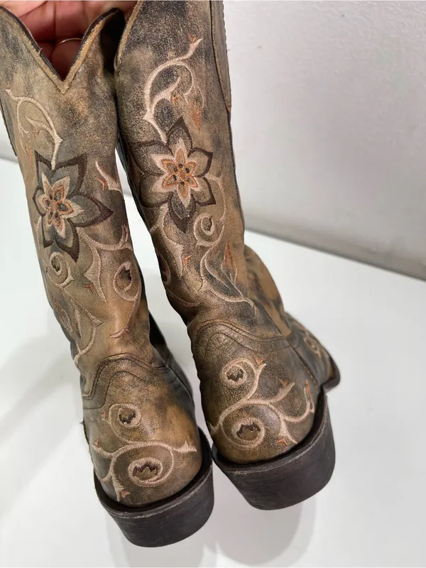 Rocky Handhewn Women 6 M Western Coastal Cowgirl Boots Leather Floral Boho Fairy - Image 7