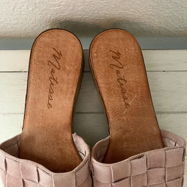 Matisse Hamptons Platform Slides Sandals Dusty Rose Pink Suede Shoes - Image 3