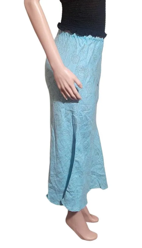 Pulp elastic waist blue flower print linen pull-on skirt M - Image 3
