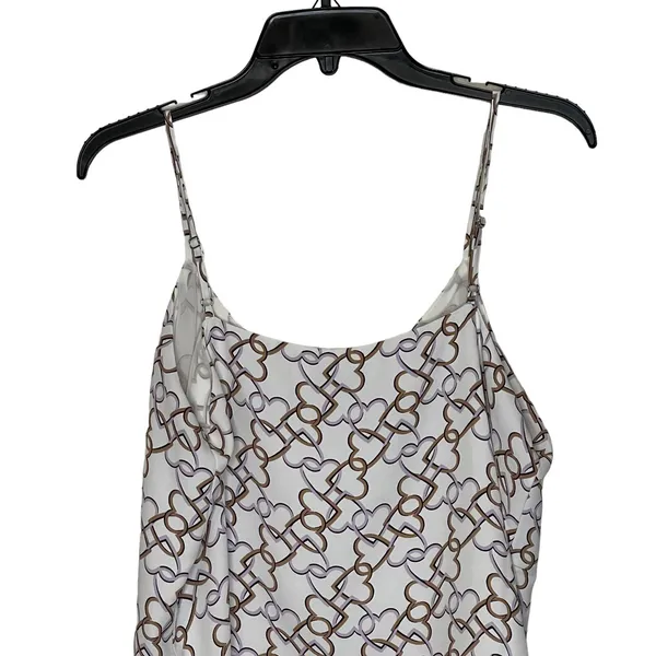 Ann Taylor Tank Top Size Medium White‎ With Pink Brown Interlocked Hearts Lined - Image 7