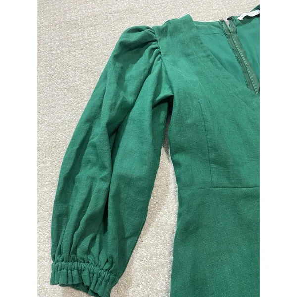 Karlie Emerald V-Neck Ruffle Mini Dress Size S 90% Ramie 10% Cotton 100% Rayón - Image 14