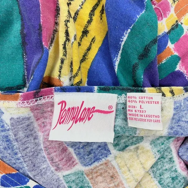 Vintage 90’s Penny Lane Colorful Abstract Bow Tee Shirt - Image 8