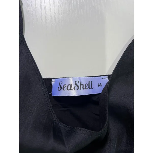 SeaShell Black V-Neck Cropped Camisole Top Adjustable Straps Size M‎ JT512D - Image 7