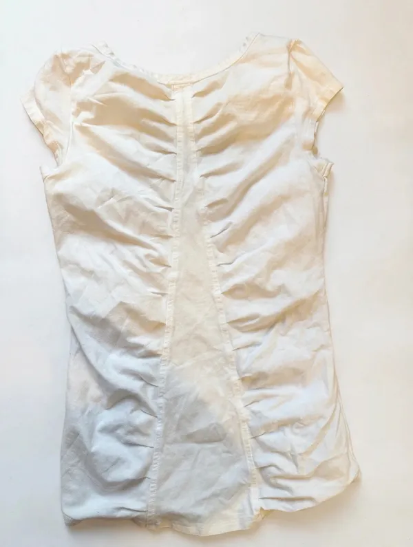 Free People Women's White Ruched V-Neck Short Sleeve Blouse Top SP - Image 3