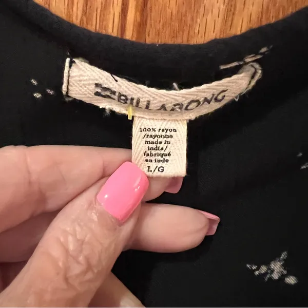 Billabong Just Like You Long-Sleeve Gauzy Rayon Mini Dress Off Black‎ Size Large - Image 8