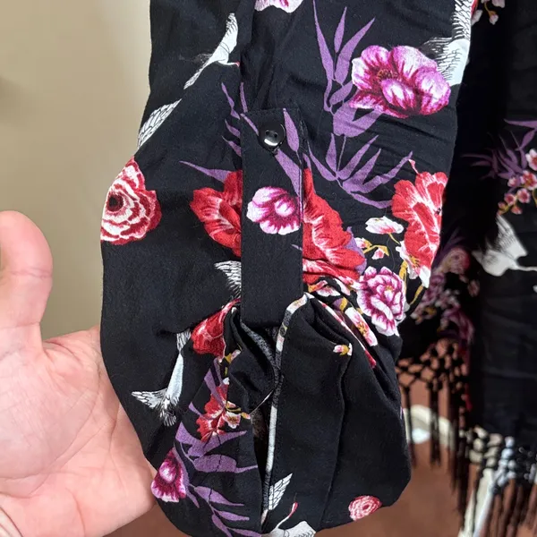 Torrid Black Floral Kimono Top - Image 2