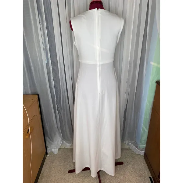 wedding dress jacket white silver V neck Vintage 1970’s sz s - Image 7