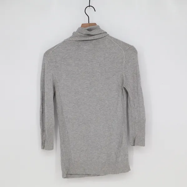 Express Sweater Womens S Design Studio Grey 3/4 Sleeve Turtleneck Excellent - Image 3