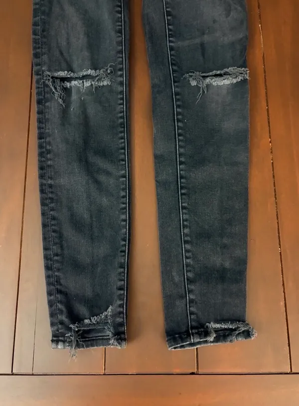 American Eagle The Luxe Jean Women's Black High Rise Distressed Skinny Jeans - Image 3