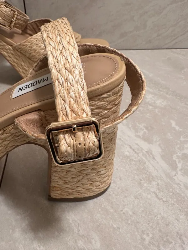 Steve Madden 'Carisma' raffia platform open toe block heel sandals Size 9.5 - Image 4