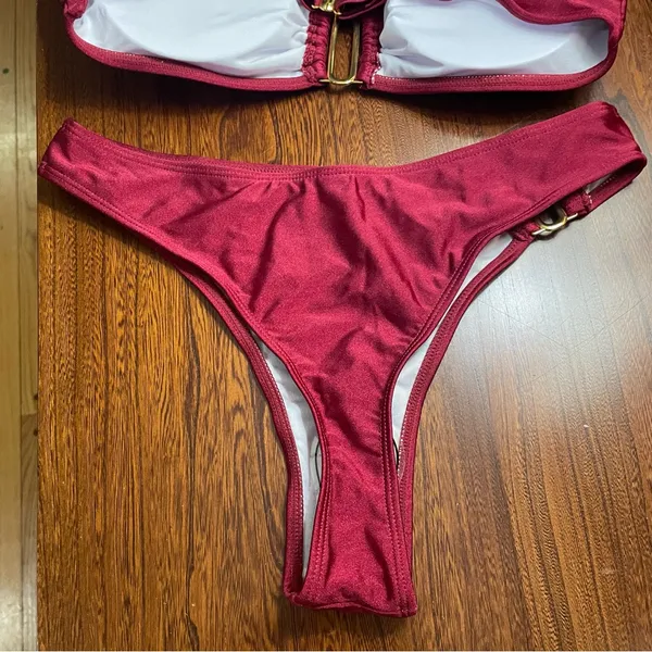 Beach Style Swimsuit Women’s Small Sexy Halter Swimwear Solid Thong Bikini - Image 9