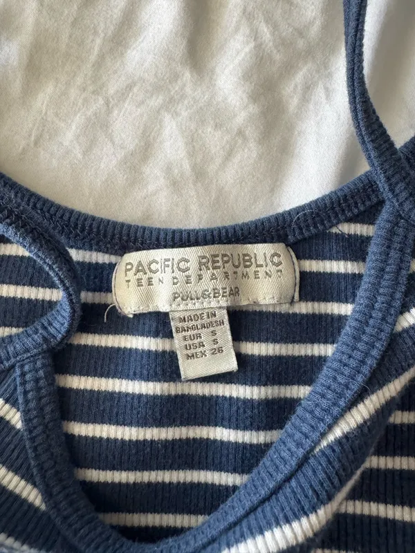 Pull and Bear Navy Striped Tank - Image 2