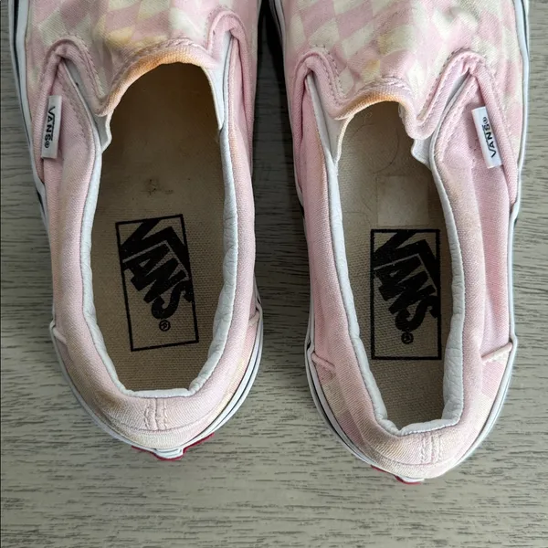 Vans Pink and Off White Checkered Slip-On Flats Size 7.5 - Image 9