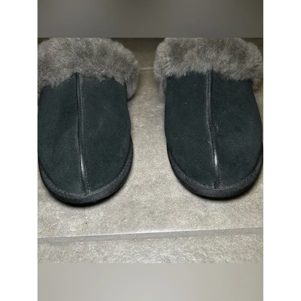 UGG Scuffette II Black Gray Suede Fur Lined Slip On Slippers Womens Shoe Size 10 - Image 5