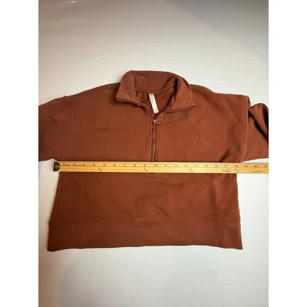 Fabletics Quarter Zip Sweatshirt Women Rust Orange‎ Cropped Long Sleeve Pullover - Image 4