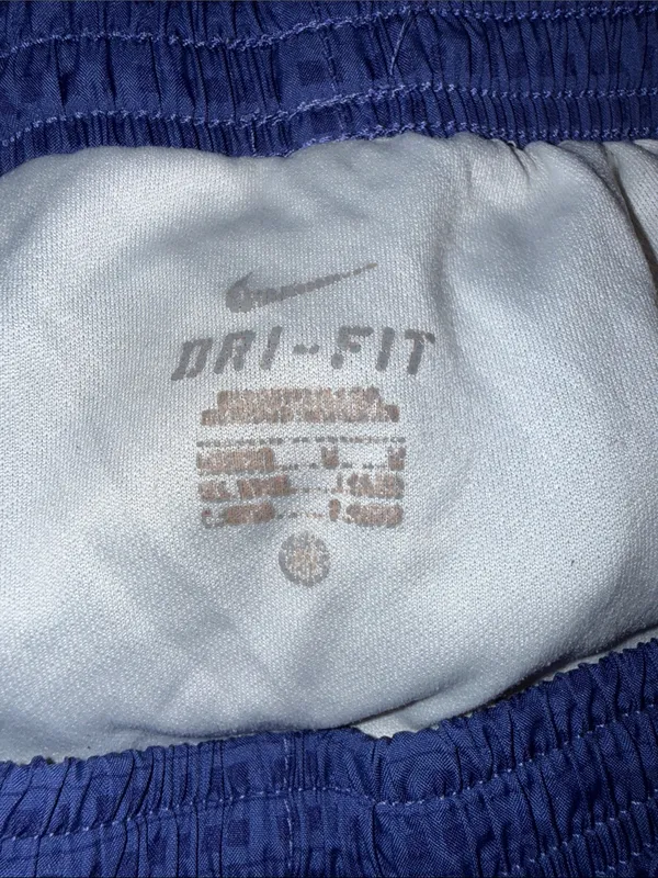 Nike Women's Purple-Blue Athletic Running Shorts White Trim dri fit Med lined - Image 6