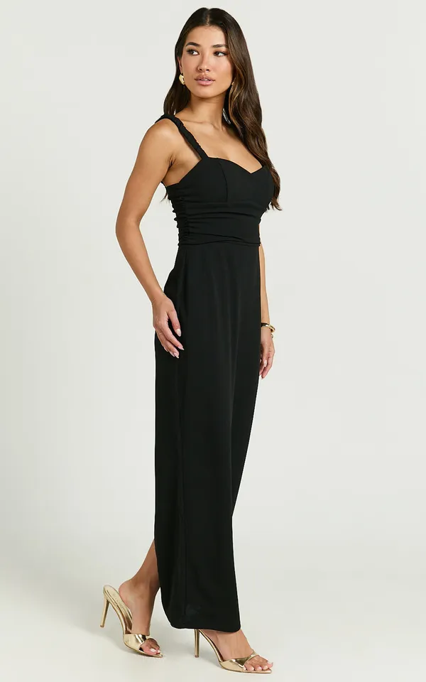 New Showpo Tahlia Midi Dress Sweetheart Ruched Dress In Black MSRP $109 - Image 2