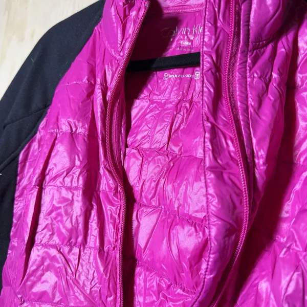 Calvin Klein Performance Jacket‎ Women’s XL Pink Black Quilted Full Zip - Image 5