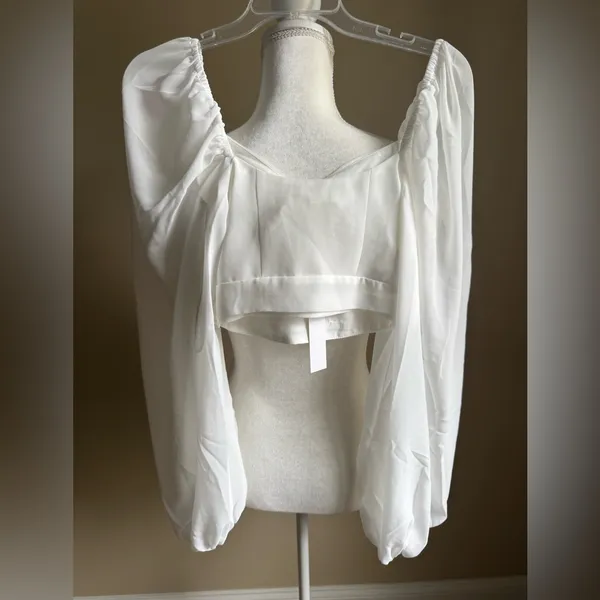 For Love & Lemon Trisha Crop Top in White NWT, $154 Retail - Image 10