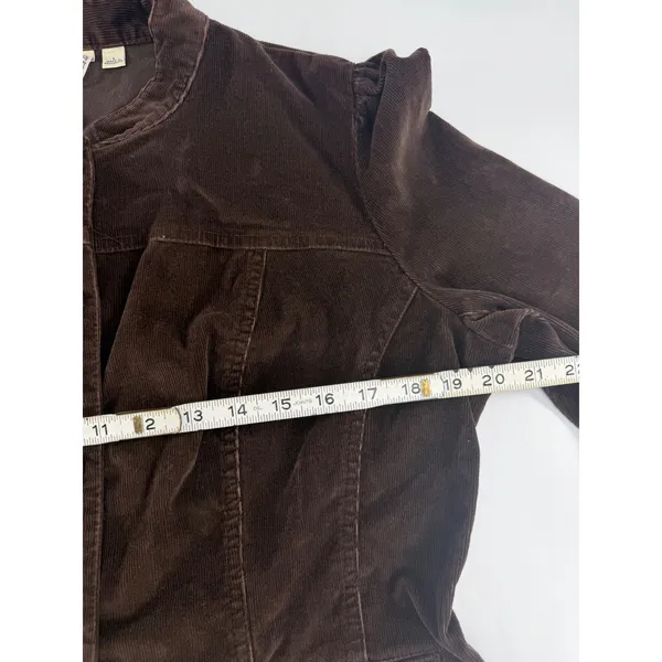 St Johns Bay Stretch Brown Corduroy Jacket Mock Neck Button Front Size L - Image 4