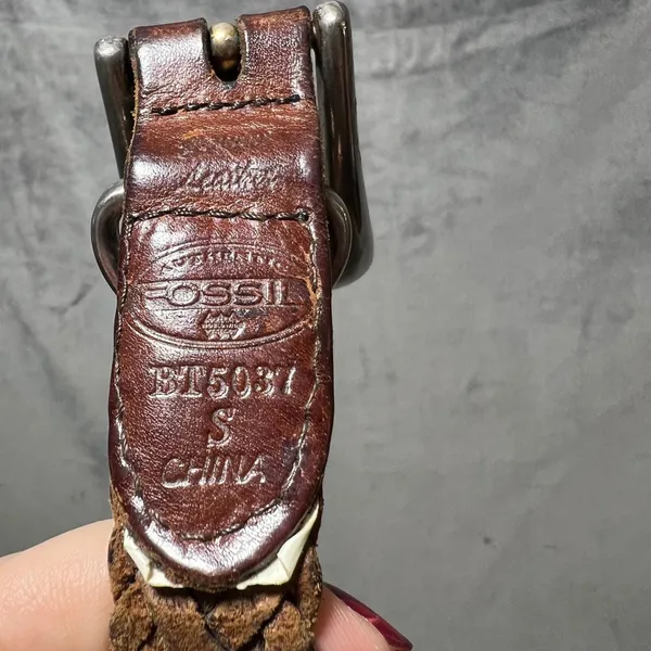 Vintage Fossil Brown Braided Leather Concho Western Belt Womens Small 90s - Image 5