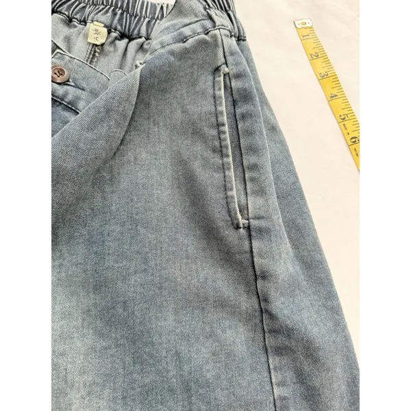 Vintage High Waisted Denim Shorts Pleated Acid Wash Patchwork Boho Jean Size M - Image 10