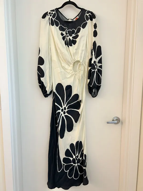 Farm Rio Black Palermo Cut Out Maxi Dress Vacation Tropical Resort Wear Size M - Image 4