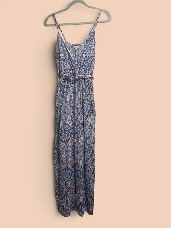 Sim & Sam Boho Print Maxi Dress Size Small Blue Red White Adjustable - Image 2