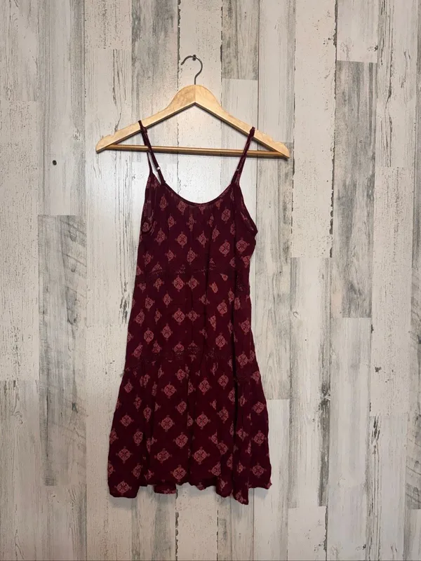 Mudd Mini Dress Womens Extra Small Maroon Red Medallion Tiered Boho Cami Dress - Image 6