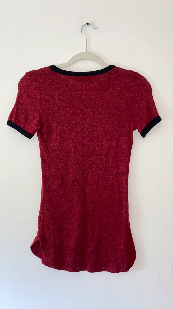 Polly & Esther Red Short Sleeve Shirt With Black Trim - Image 2