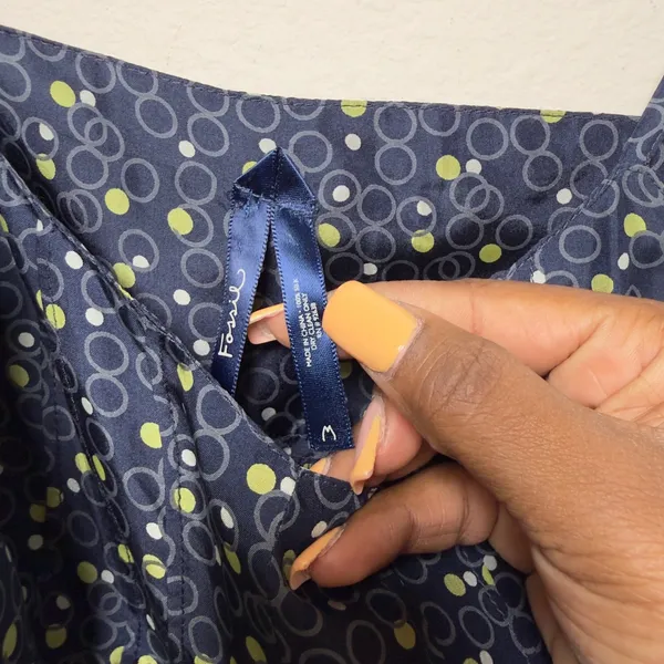 Fossil Women 100% Silk Cami Top Medium Blue Polka Dot Preppy Whimsigoth Fairy‎ - Image 5
