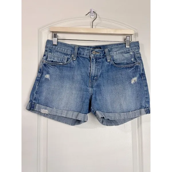 Levi's Jeans Shorts Juniors Size‎ 9 Distressed Cuffed Cotton Blue Denim - Image 10
