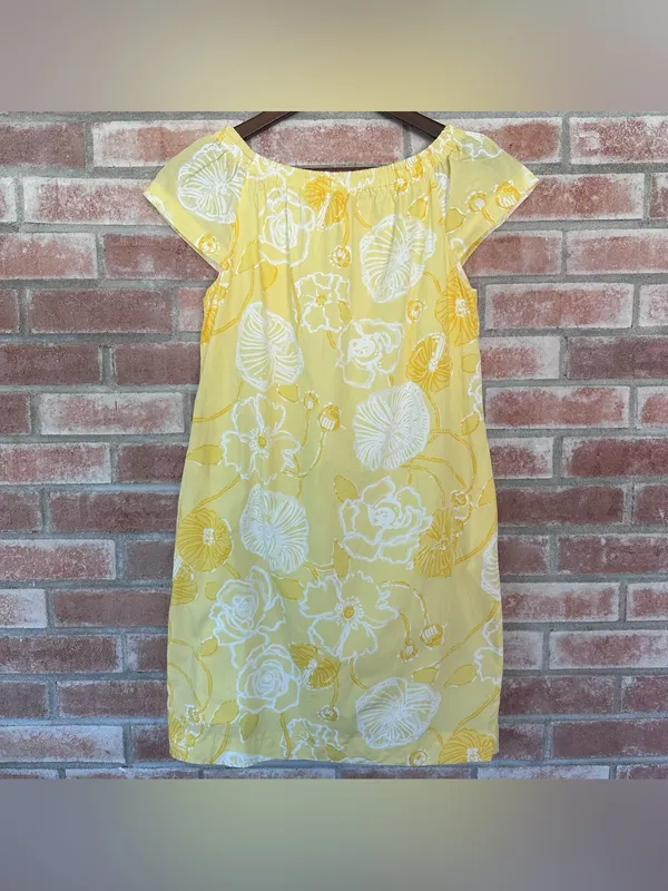 Lilly Pulitzer Shift Dress Women’s XS Butter Yellow Floral Preppy Resort Cotton - Image 7