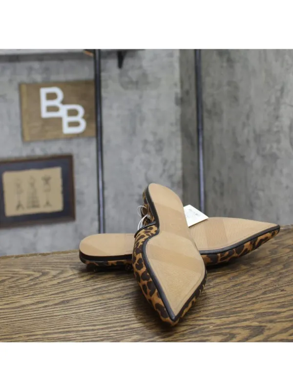 NWT A New Day Womens London Sling Back Flats Sandals 94303555 Leopard Brown 7M - Image 6