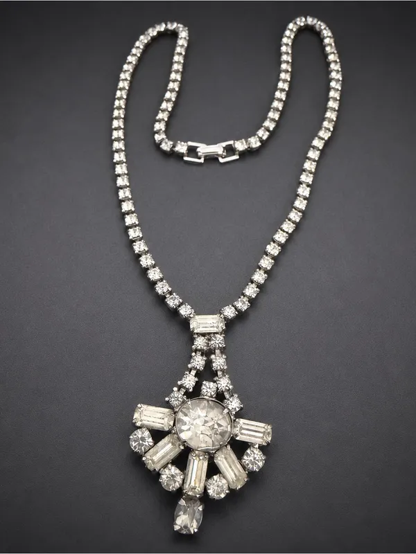 Vintage Retro Rhinestone Choker Necklace Circa 1950’s - Image 2